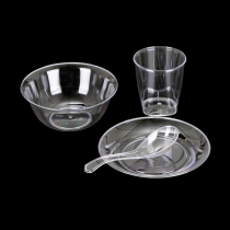 Flared flower disposable tableware set restaurant wedding banquet tableware crystal tableware four-piece barbecue box