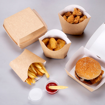 Trumpet flower Kraft paper potato box disposable fries box no-fold box chicken rice flower box Fried Chicken Box hamburger box