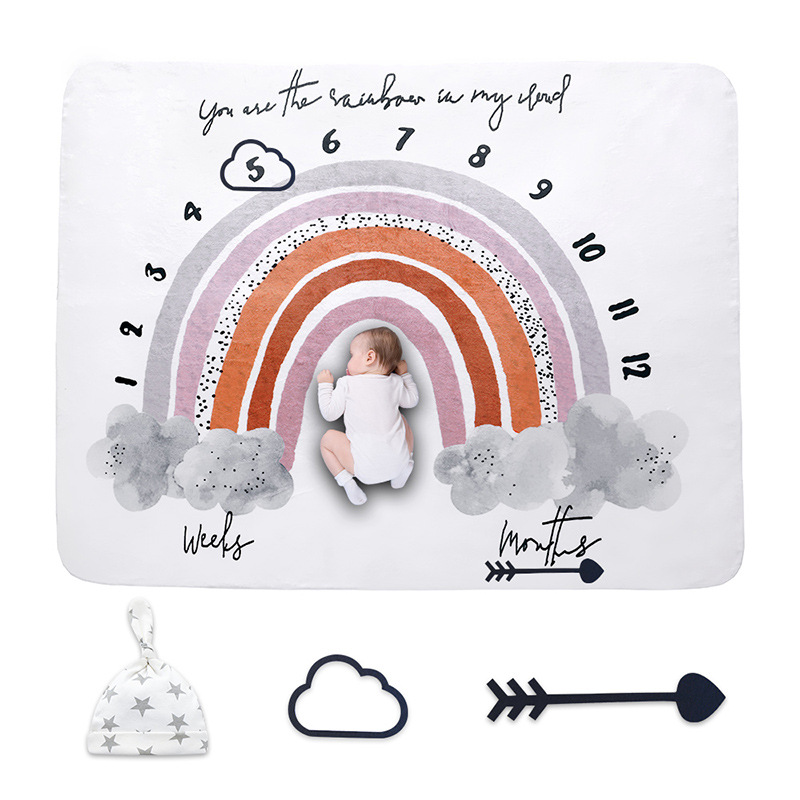 ins flannel baby milestone growth remembrance blanket baby writing true photography props creative photo background cloth