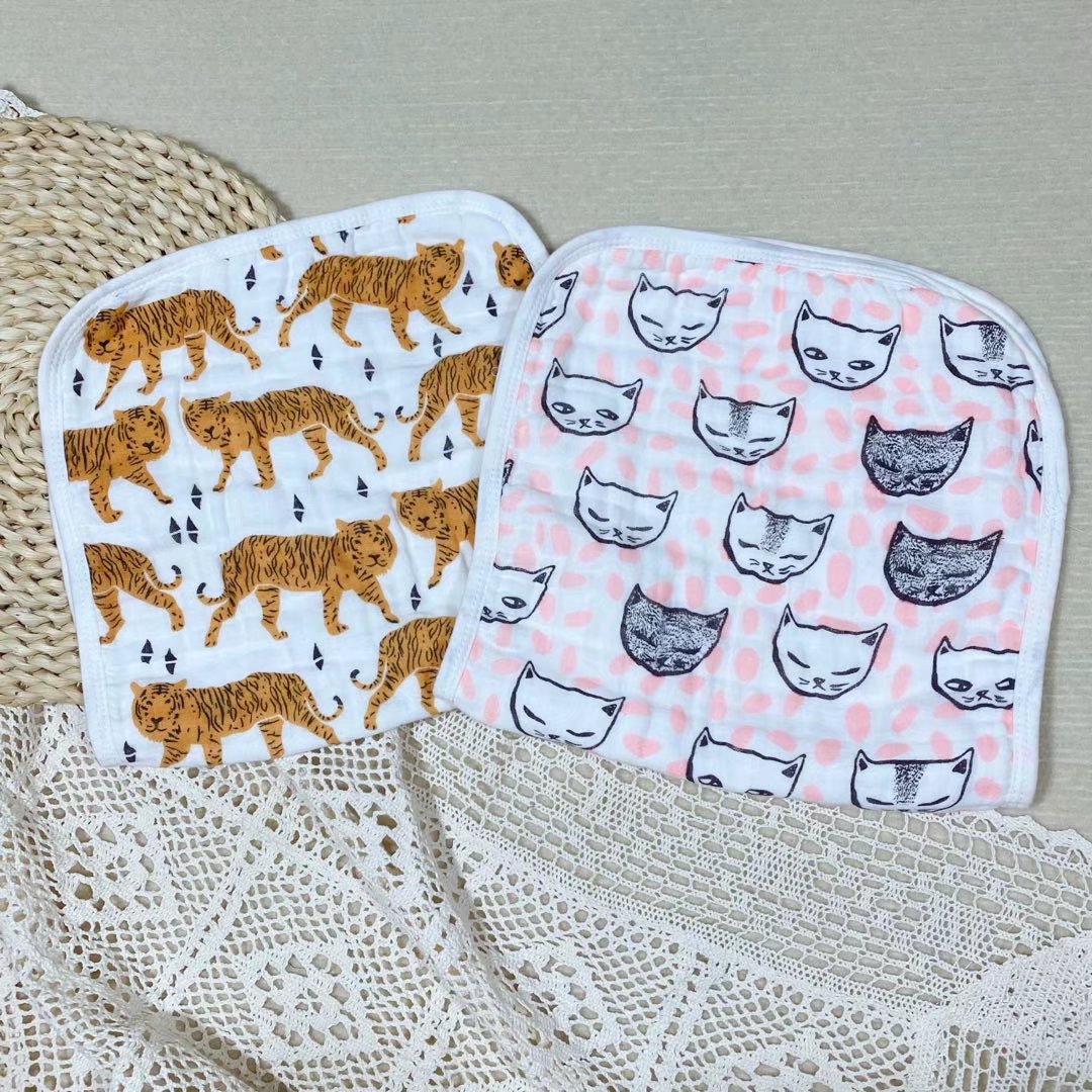 Special price clear ins six-layer cotton baby bath face towel boys and girls face towel cartoon tiger treasure large size