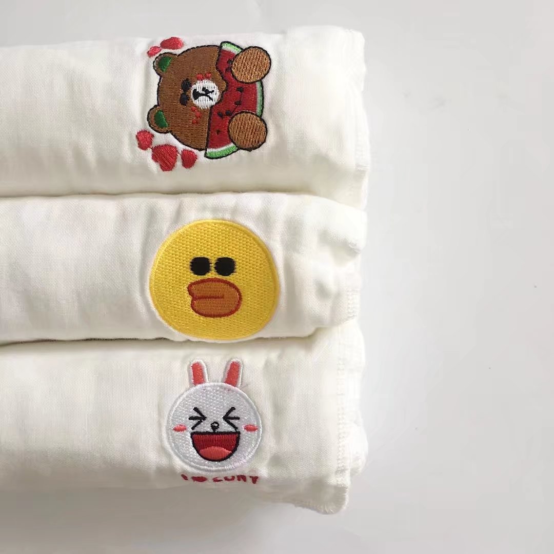 ins explosion six-layer gauze baby square towel square towel multi-functional soft small handkerchief cute embroidered square towel