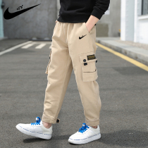 Nike Tidal Boys Fashion Pants Spring Autumn Season 2022 New CUHK Childrens dress Long pants handsome Chauffo Spring Festival dress