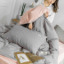 Khỏa thân rửa sạch bông denim bông giường bông đúp chính tả đơn giản màu ba mảnh vải chăn 4 - Bộ đồ giường bốn mảnh bộ chăn ga gối đẹp Bộ đồ giường bốn mảnh