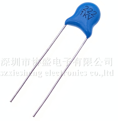 High pressure porcelain sheet capacitive 2 2NF 1000V 1KV accuracy 20% 222M straight insertion blue capacitor