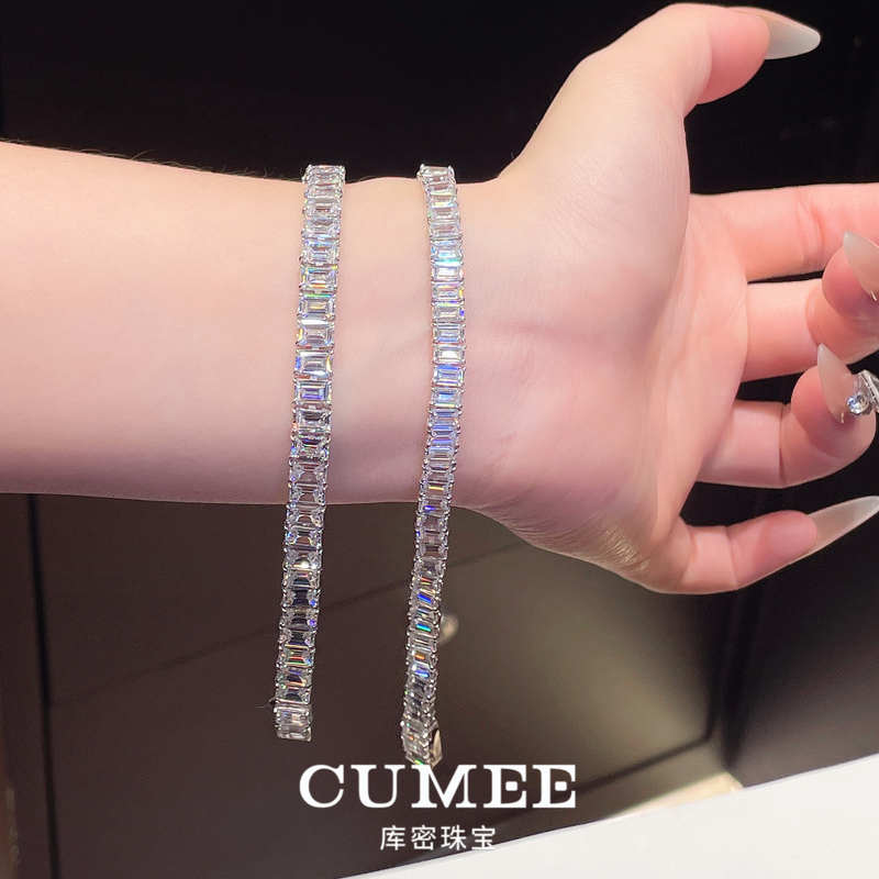 Cumee T-Shaped Tennis Chain White Simple High-Quality Fashion Large and Small High-Carbon Diamond Bracelet Cumee T-Shaped Tennis Chain White Simple High-Quality Fashion Large and Small High-Carbon Diamond Bracelet