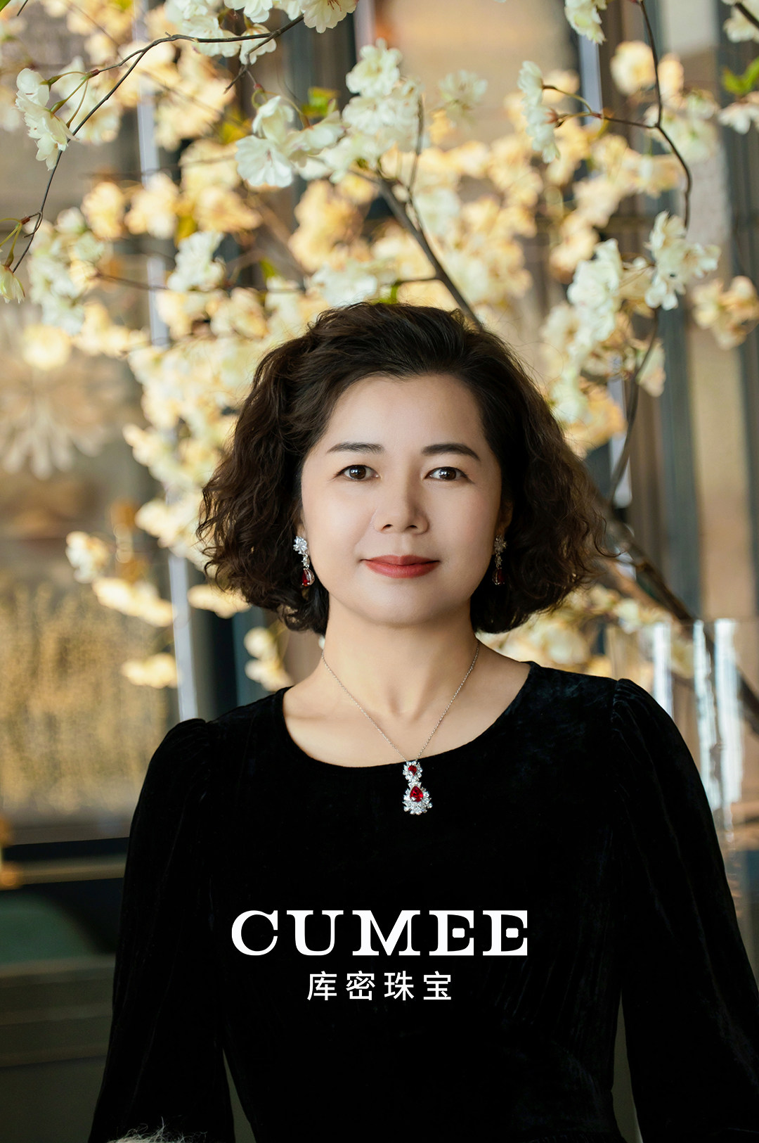 银饰吊坠 新年新品 时尚气质款水滴培育合成红宝石套装.银镀金 6g Cumee