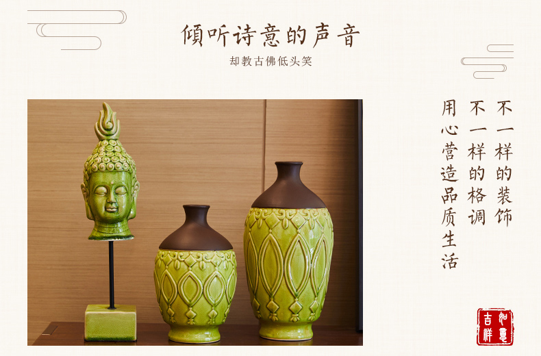 New Chinese style furnishing articles three - piece ceramic Buddha vase household soft outfit sitting room porch zen decoration decoration restoring ancient ways