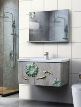 Modern light luxury bathroom cabinet combination wall wash table integrated ceramic wash basin set cement Ash