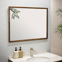 Chinese style solid wood frame bathroom mirror Chinese style retro bathroom mirror wall sink sink toilet Zen makeup mirror
