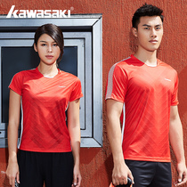 Kawasaki Kawasaki badminton clothes mens and womens suits short-sleeved sportswear T-shirt quick-drying badminton clothes