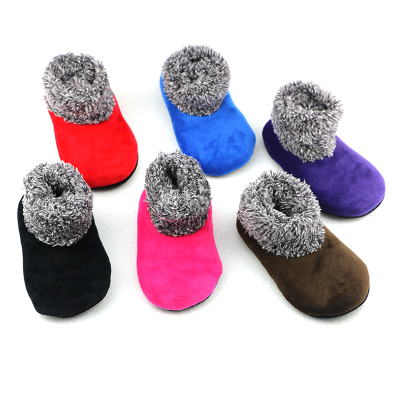 Winter Style Children Flooring Socks Thicken Plus Suede Non-slip Toddler Shoes Baby Warm Socks Early Teach Shoe Cover High Cylinder