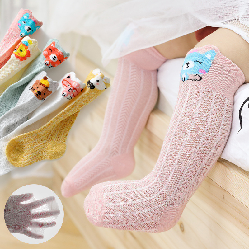 Baby socks summer thin cotton mesh anti-mosquito socks newborn children long tube over the knee baby cotton socks