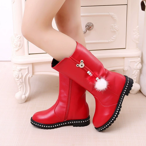 Детские ботинки, флисовые черные высокие сапоги