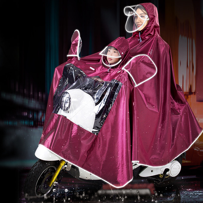 Raincoat electric car locomotive single double adult raincoat for increased thickening electric car bike male and female rain cape