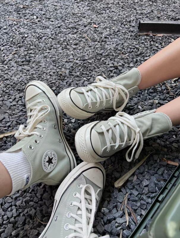 Converse 1970S Soft Mist Green Solid Color High-Top Casual Breathable Retro Canvas Shoes for Men and Women A02756C
