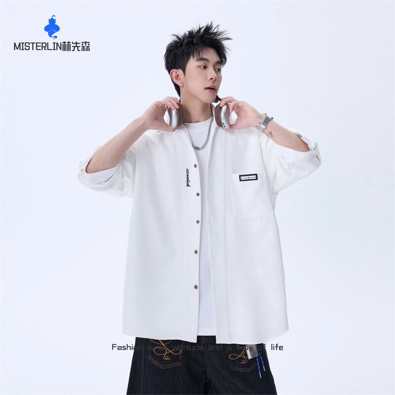 Misterlin丨Hong Kong Style Lapel Short-Sleeved Shirt for Men 2026 New Cool and Loose Fit, Stylish and High-End Shirt
