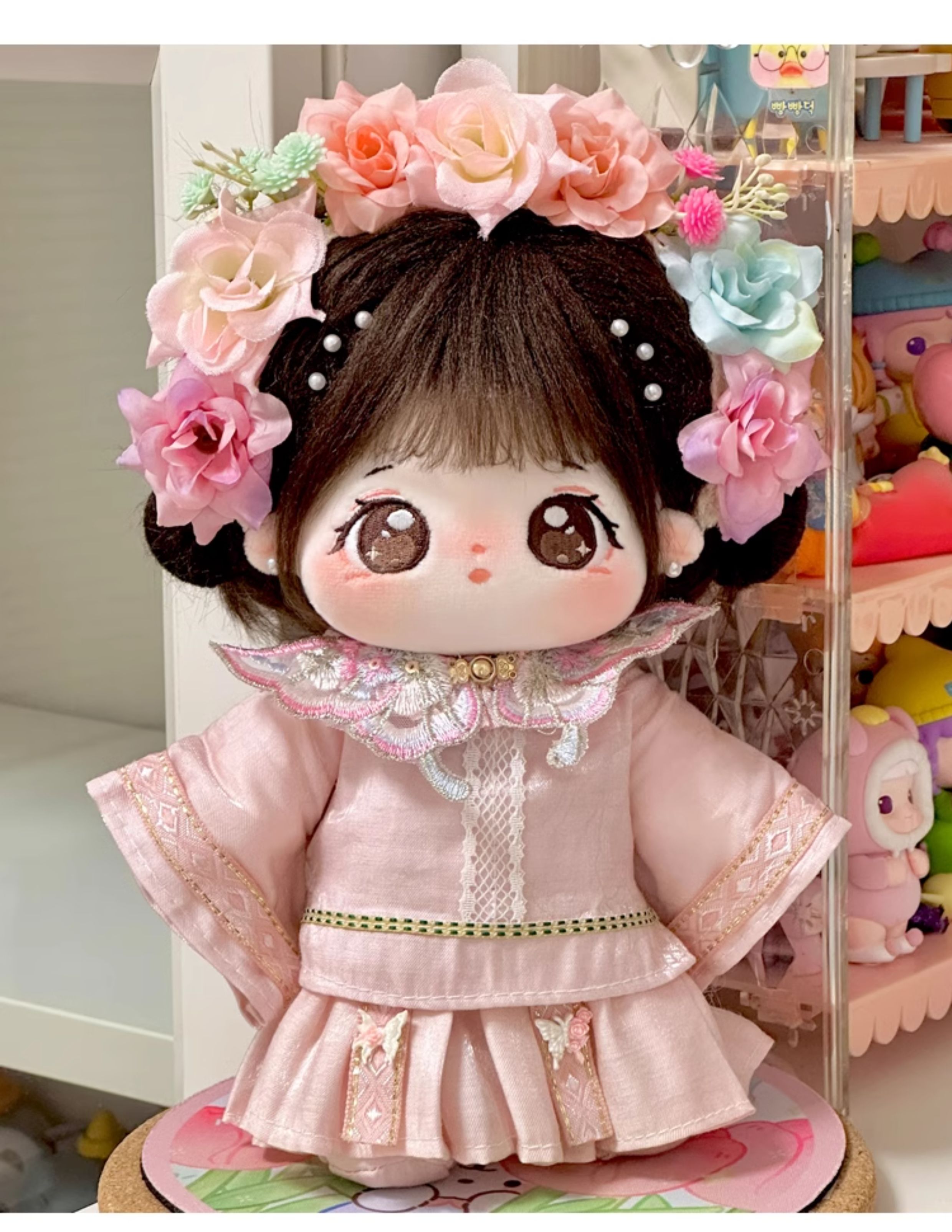 巧芙棉花娃娃正版女20cm公仔玩偶簪花汉服娃衣可换装古风衣服套装