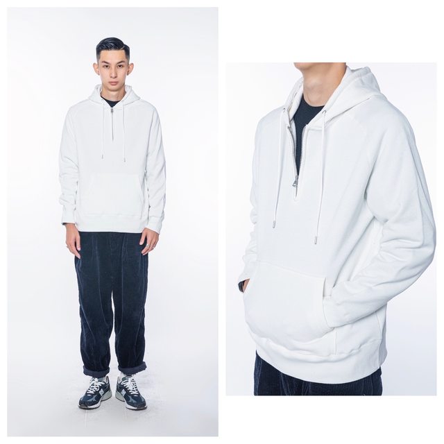 HIGHLIFE ພາກຮຽນ spring ແລະ summer ເສື້ອ sweatshirt ເຄິ່ງ zip ແຂງສີແຂງຂອງຜູ້ຊາຍແລະແມ່ຍິງ hoodie ວ່າງ trendy ຝ້າຍບໍລິສຸດ hooded ຫນາ.