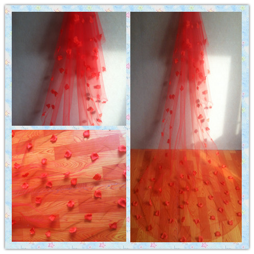 2015 New Bridal Wedding Veil Three Meters Big Red Trailing Petals Princess Fairy Head Veil Wedding Veil
