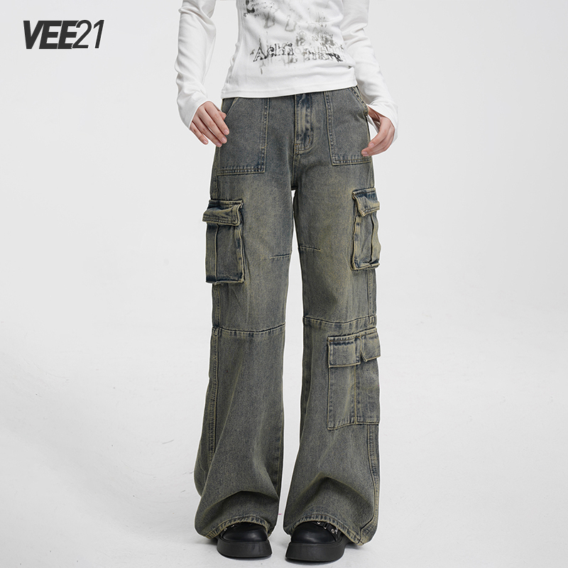 Vee21 2026 Very Stylish Straight-Leg Jeans for Women, Wide-Leg, Loose Fit, Good Quality, Vintage Distressed Work Pants