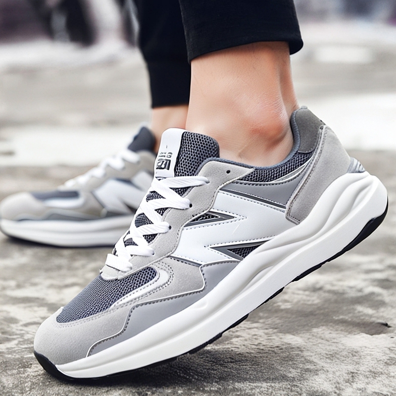 Gans Bai Lun 5740 Sneakers for Men, Original Gray, Breathable for Spring, 2026 Cushioning Running Shoes, Casual Dad Shoes for Women