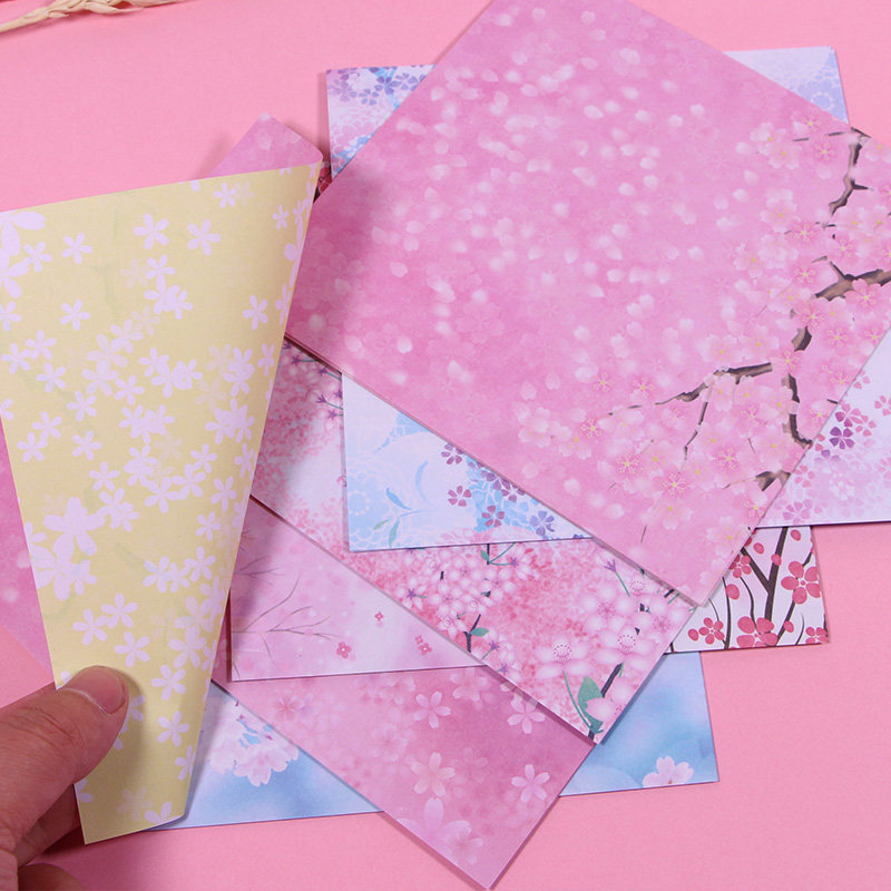 Cherry blossom pattern double-sided square color photocopying paper children's handmade paper thousand paper cranes love stack paper broken flower cardboard stack paper