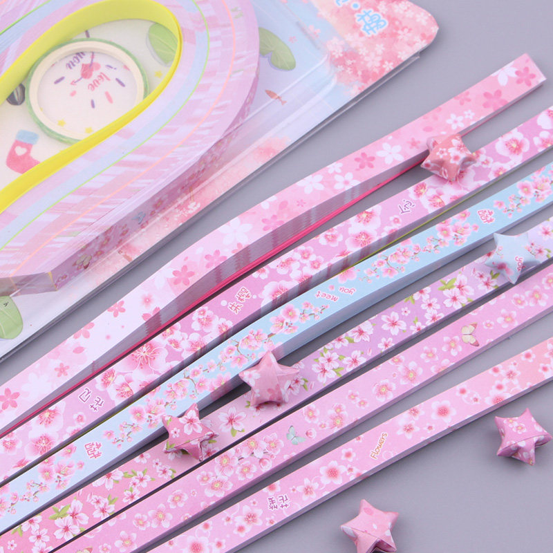 Good tablemate* box cherry blossom pattern handmade star paper Pentagon color paper wishes star stacked paper