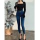 Super elastic high waist peach hip jeans women's autumn and winter new tight bag hip slim nine points pencil pants