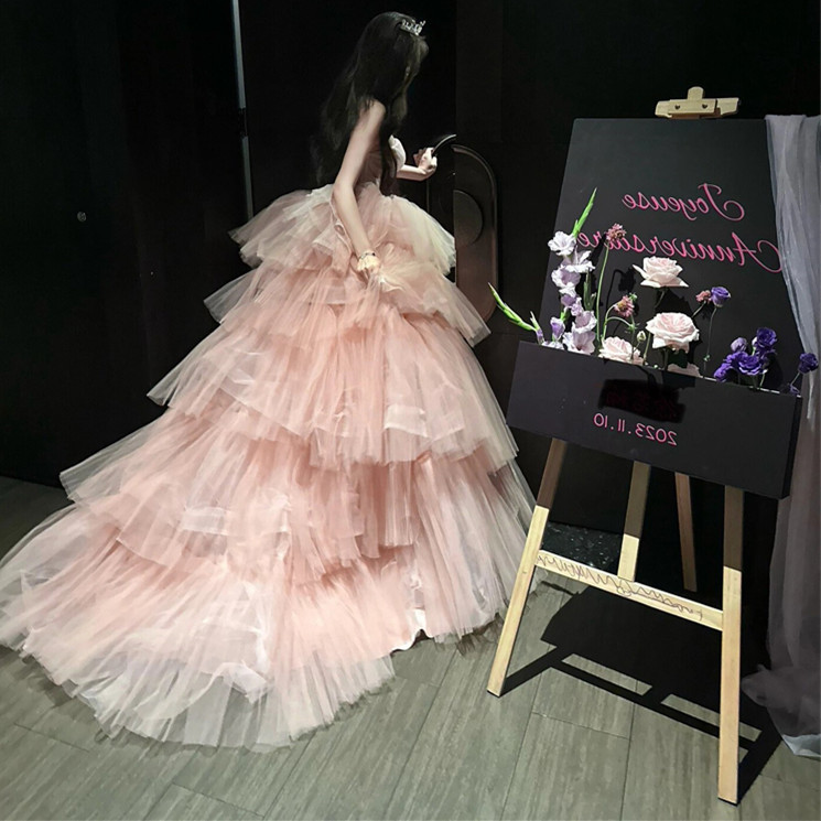 Tube Top Dress, High-End Engagement Dress, Coming-Of-Age Ceremony, Birthday Party Dress, Super Fairy Princess Tutu Skirt