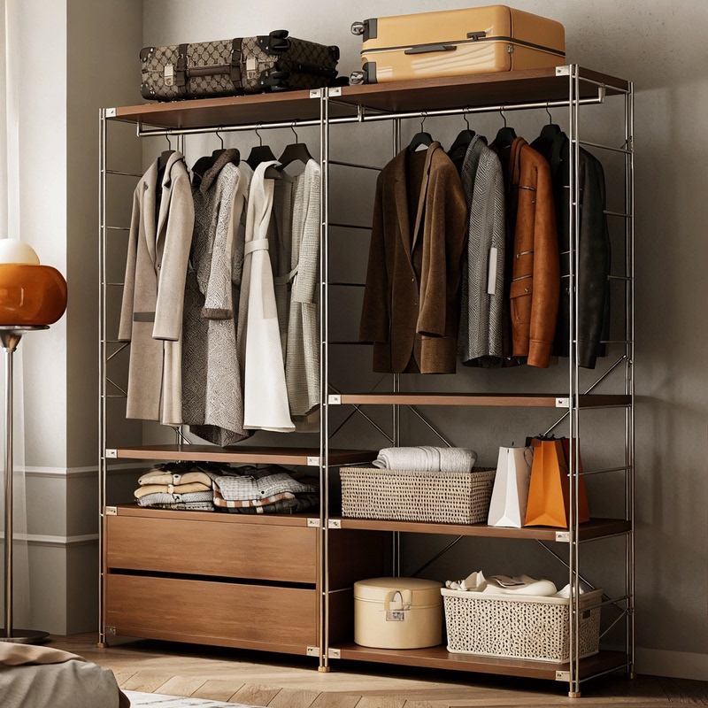 Open-Style Metal Coat Rack for Home Bedroom, Floor-Standing Clothes Rack, Simple Shelf, Wardrobe Corner Clothing Storage Rack Open-Style Metal Coat Rack for Home Bedroom, Floor-Standing Clothes Rack, Simple Shelf, Wardrobe Corner Clothing Storage Rack