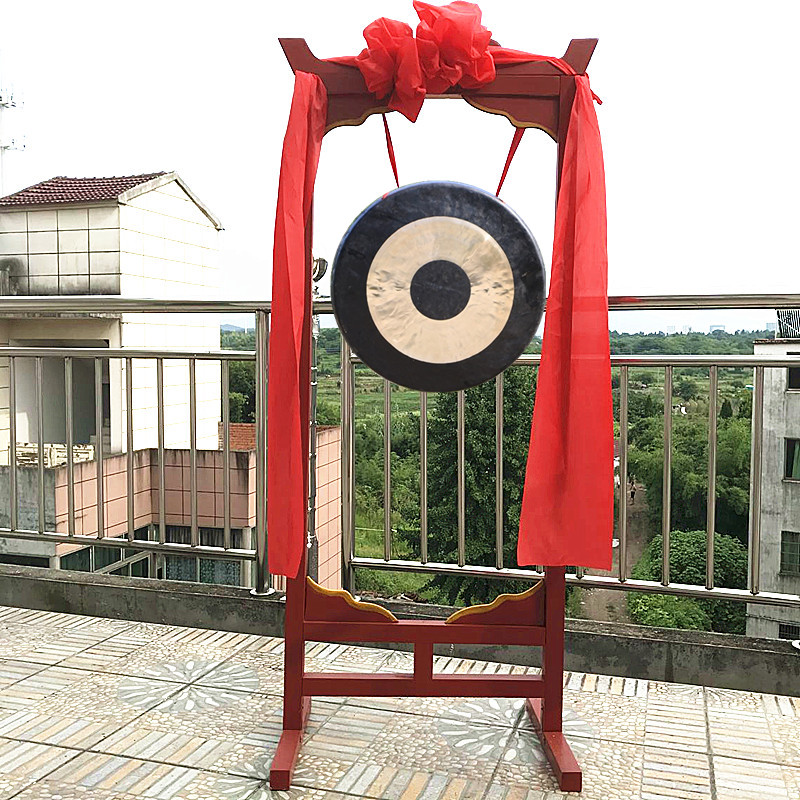 Gong bicolor gold gong belt frame 40 cm 50 50 36cm bronze gong suit HeQinggong drum solid wood imitation ancient gong frame