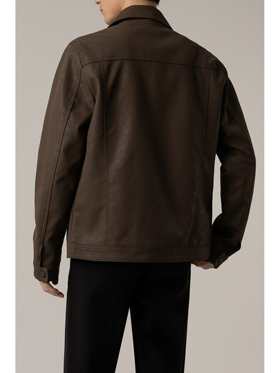 TWENTY FIVE spring and autumn light mature style lapel pu leather jacket men's Korean style trendy casual leather jacket