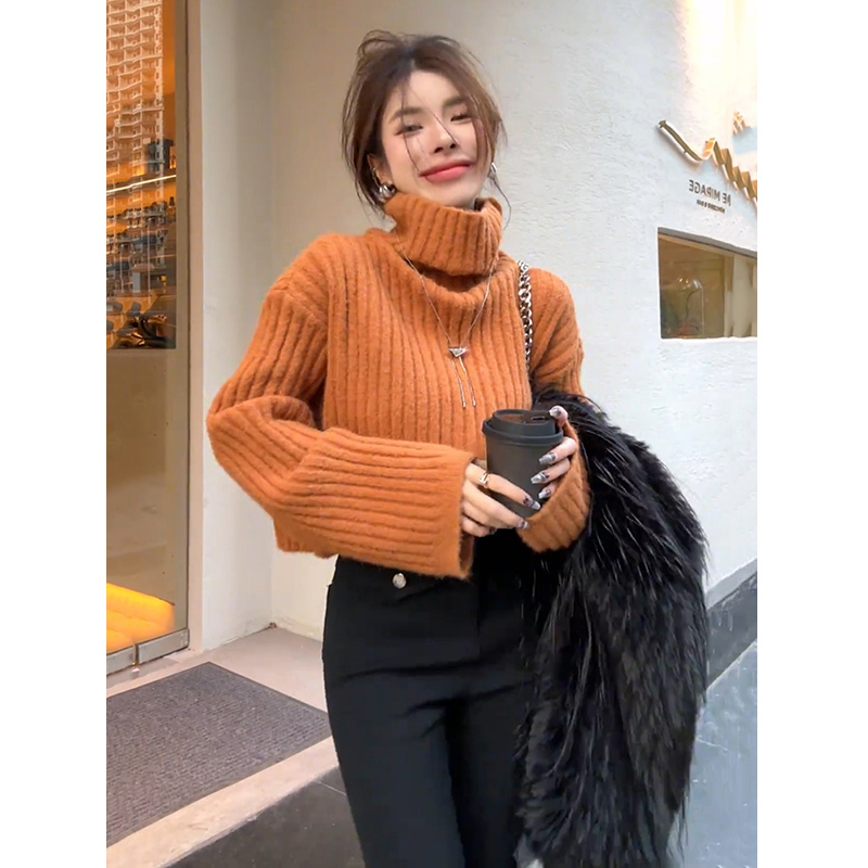 Lazy Style Soft and Thick Short Knit Sweater for Women, 2024 Winter New Loose Turtleneck Versatile Top Lazy Style Soft and Thick Short Knit Sweater for Women, 2024 Winter New Loose Turtleneck Versatile Top