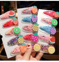 New color quicksand hairclip girl transparent fruit bbclip micro-business push line scanning code gift Factory Direct