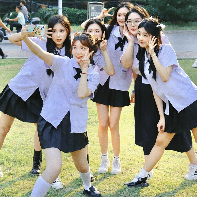 Thai-Style School Uniform Graduation Class Uniform Jk Short-Sleeved Shirt College Style High School Student Sports Uniform Set