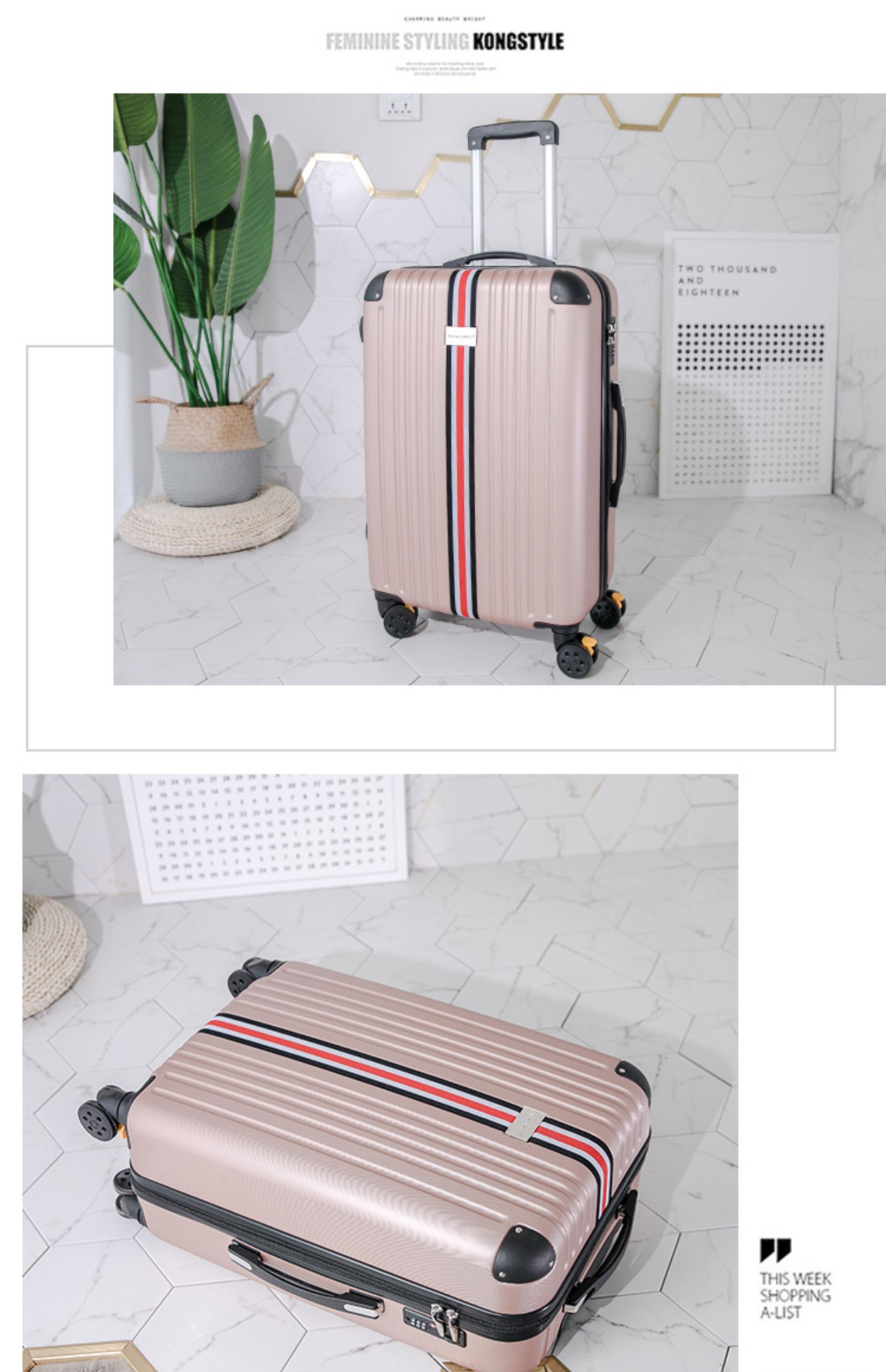 Vali in lưới màu đỏ phiên bản Hàn Quốc của các sinh viên đại học nhỏ tươi 20 inch dễ thương trường hợp xe đẩy nữ phổ biến vali nam - Va li vali supreme