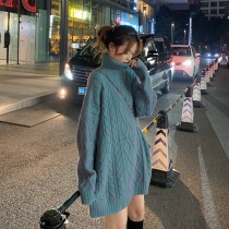 Pregnant woman Autumn loaded with high collar sweater 2022 Spring and autumn spicy mother out of fashion style Lazy Wind with Knitted Cardiovert Blouse