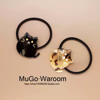 MuGo Japanese plate cat Hairband cute tortoiseshell stay cute Harajuku leather band tie hair rubber band hair accessories