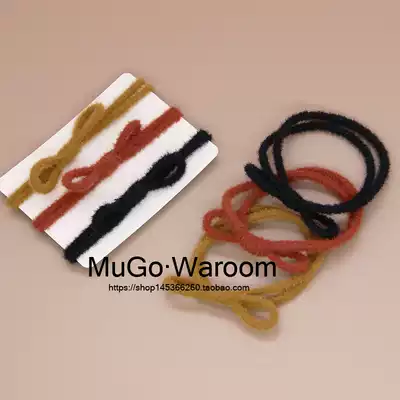 MuGo bow tie hair elastic rubber band winter New wool material Hairband ponytail Hairband