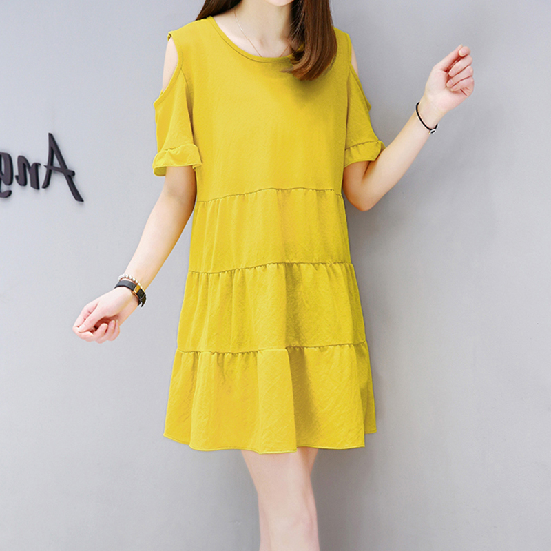 Mùa hè Hàn Quốc đồ ngủ phụ nữ vô nghĩa vai lỏng kích thước lớn váy ngắn tay búp bê váy cotton dịch vụ đêm đầm cotton