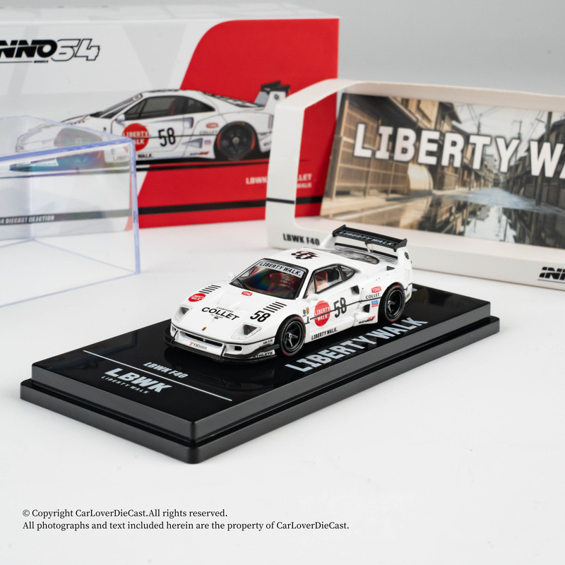 [Craftsmanship in Stock] Inno 1:64 F40 Collet White No. 58 Alloy Car Model