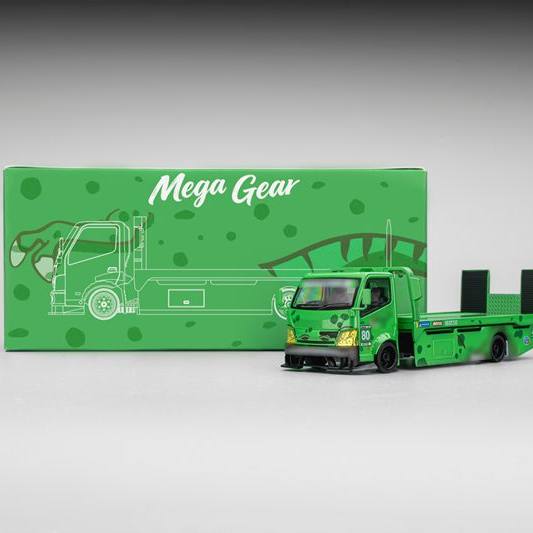 [in Stock] Mega Gear 1:64 Green Dinosaur Tow Truck Alloy Car Model