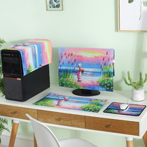 27-inch computer monitor dust cover three-piece set 24-inch desktop host dustproof pastoral European-style cover cloth 22-inch