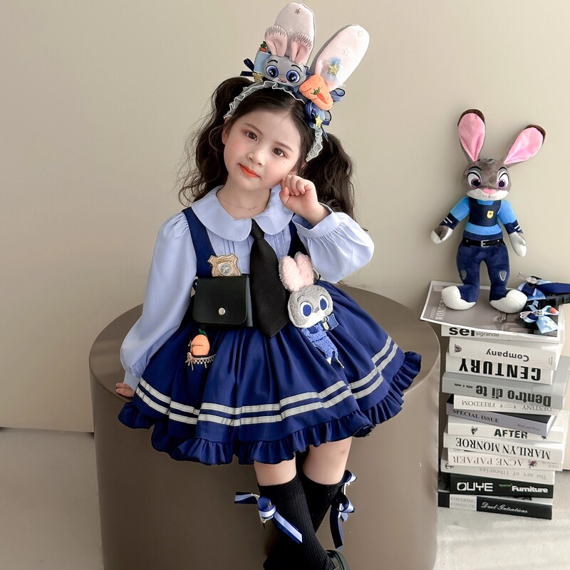 Girls' Bunny Police Officer Costume Autumn Princess Dress 2026 New Style Girl Lolita Children's Spring and Autumn Dress
