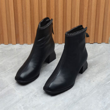 Thick heel broken code welfare autumn and winter plus velvet square toe women's cotton boots
