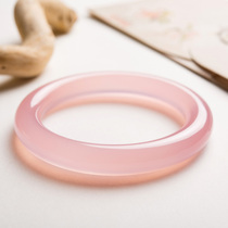 Brazil natural pale pink chalcedony bracelet ice type peach blossom agate fat round strip women lotus root powder hibiscus jade bracelet
