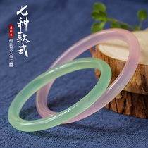 Natural agate chalcedony bracelet ice type jingle Bracelet girl beauty bar fairy bracelet lychee frozen small round strip