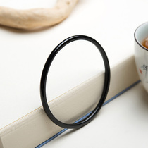 Source to Sheng natural pure black agate jingle bracelet chalcedony ancient wind very thin bracelet fine clause student forbidden step ring