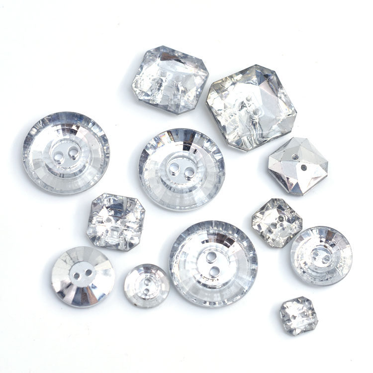 Button CLEAR WHITE Transparent White Crystal Buckle Shirt Children Buttons OPEN SHIRT BUTTONS DIY Handmade Buttoned Clothing Accessories