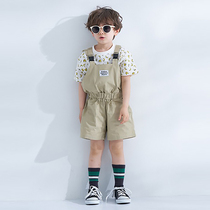 Kiddielove Japanese childrens clothing bRoom cotton casual personality waist strap quarter pants